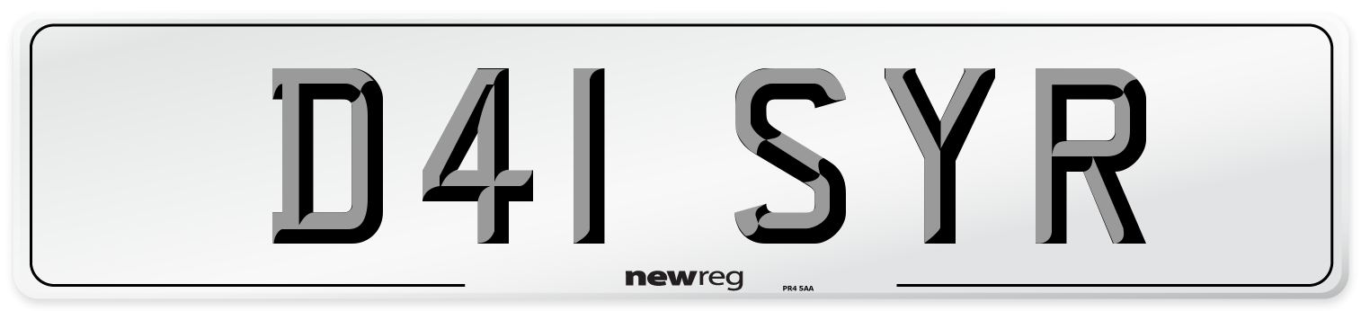 D41 SYR Number Plate from New Reg